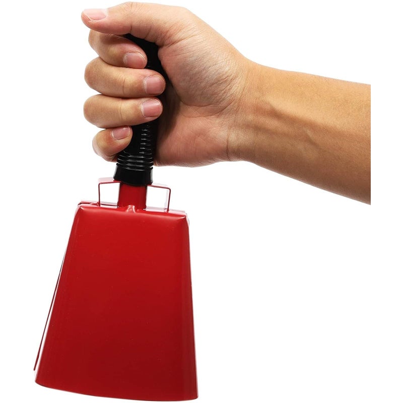 BLUE PANDA 9.5-Inch Cowbells - Stadium-Ready Red Cowbells for Sporting Events - Easy-Grip Steel Sports Noise Makers - Powerful Loud Noisemakers for Demonstrations - Pack of 2 - Image 2